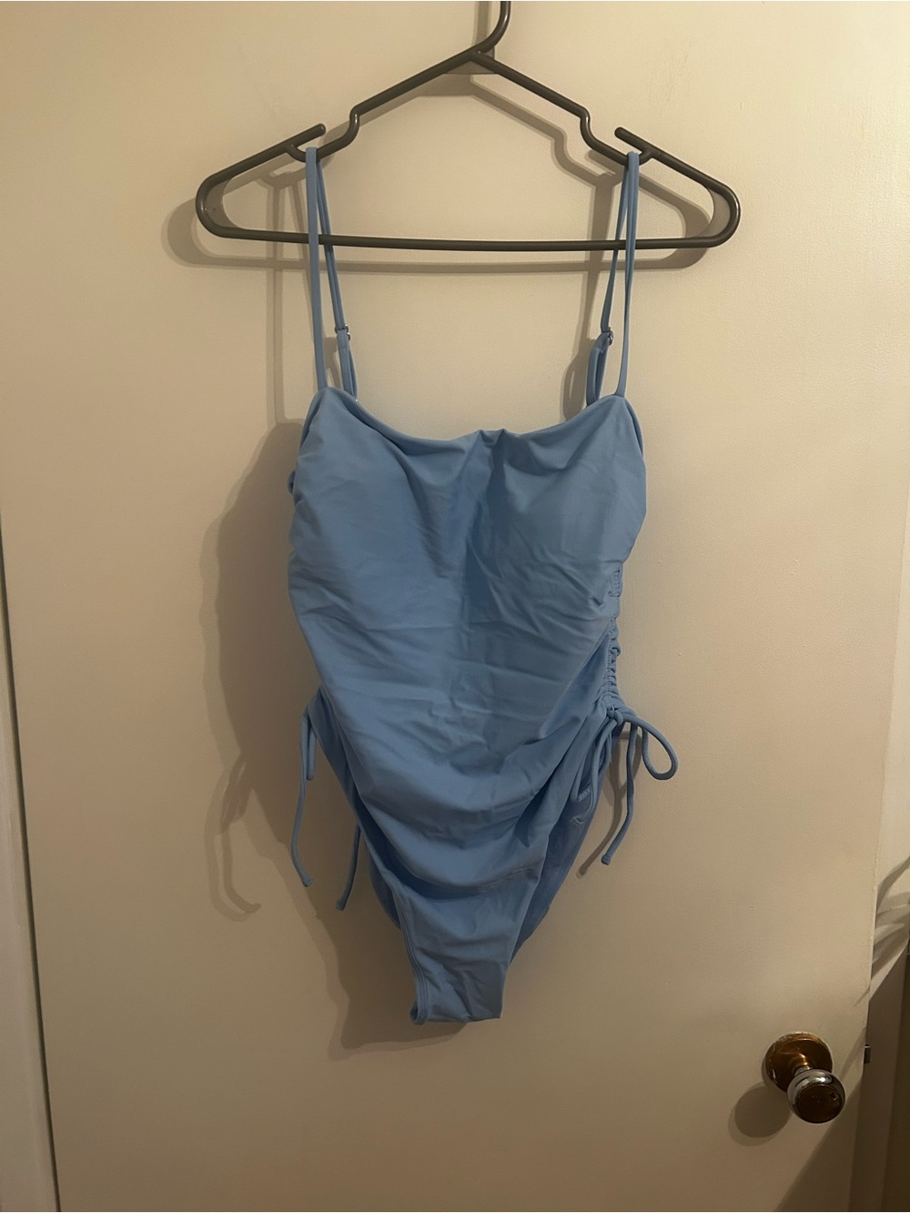 No Boundaries Light Blue Girls One-Piece Swimsuit with Side Ties